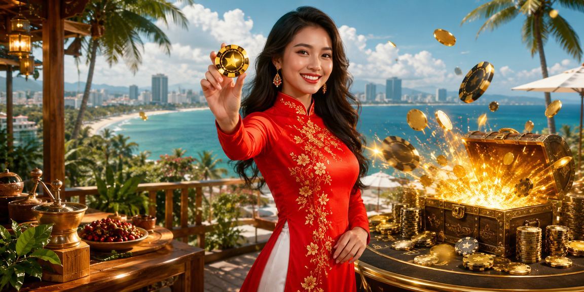 Người dùng trải nghiệm ứng dụng casino trực tuyến tại Đà Nẵng với trang phục truyền thống
