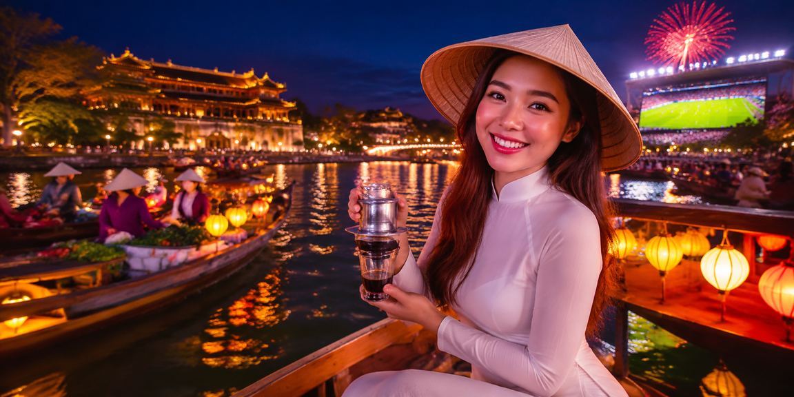 Người dùng đặt kèo thể thao trên điện thoại kết hợp cà phê sáng tại Huế